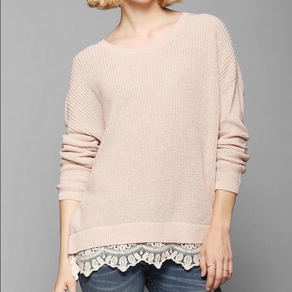UO Pins and Needles chunky sweater with lace trim - Picture 1 of 5